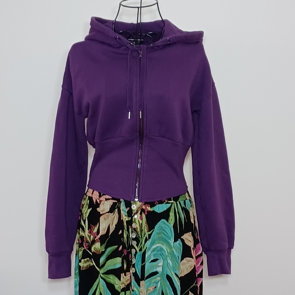 Victoria's Secret Tops - Victoria's Secret Dahlia Fleece Corset Zip- Up Hoodie- Rich Purple